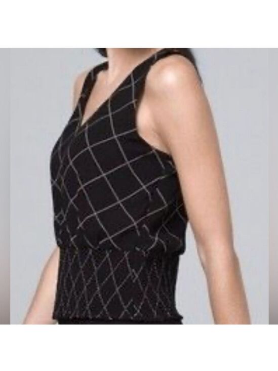 White House Black Market Tops - White House Black Market Sleeveless Geometric Smocked Blouse Size 8 NWT